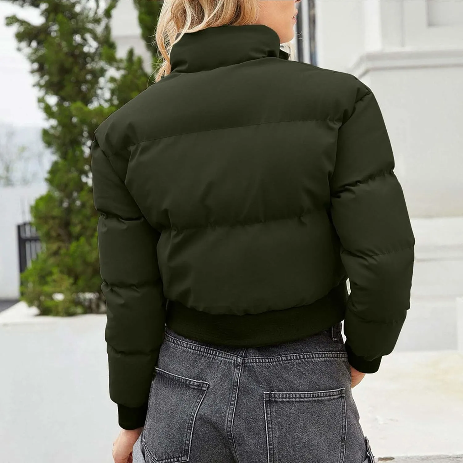 Women's Crop Puffer Vest Lightweight Sleeveless Winter Cropped Stand Collar Warm Padded Puffer Jacket Y2k with Pocket
