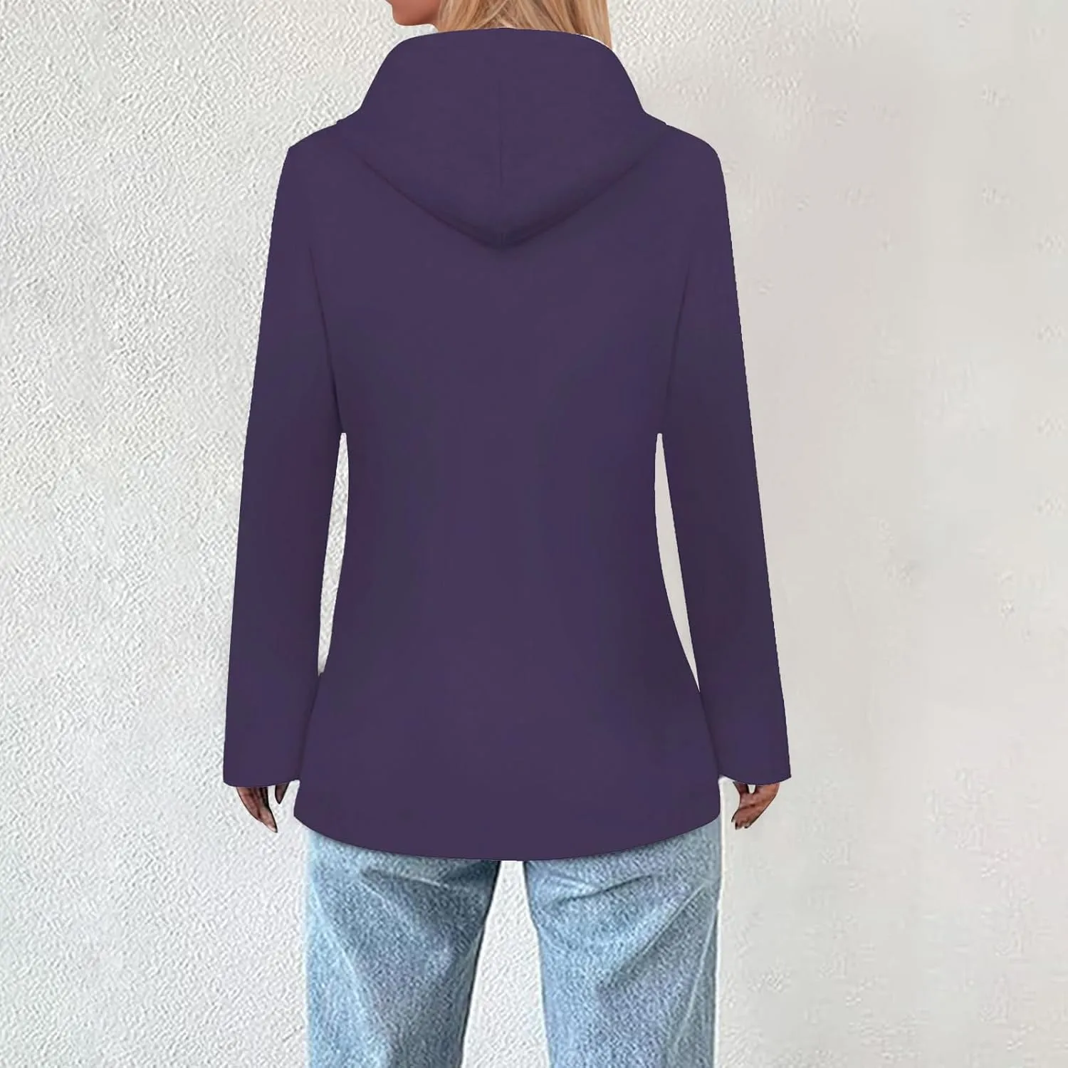 Women's Fleece Lined Rain Jacket Lightweight Waterproof Rain Jackets Casual Zip Hooded Hiking Travel Trench Coats