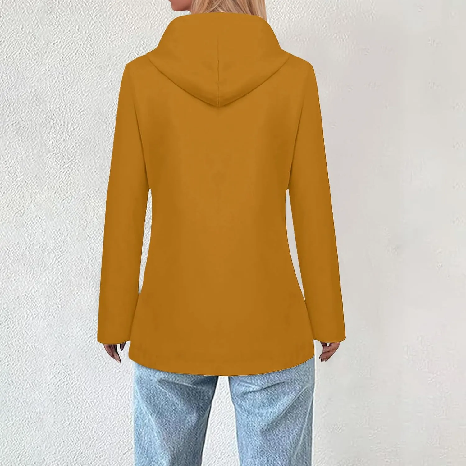 Women's Fleece Lined Rain Jacket Lightweight Waterproof Rain Jackets Casual Zip Hooded Hiking Travel Trench Coats