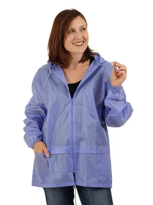 Womens Ladies Nylon Water Resistant Packaway Rain Coat Jacket Foldable Packable