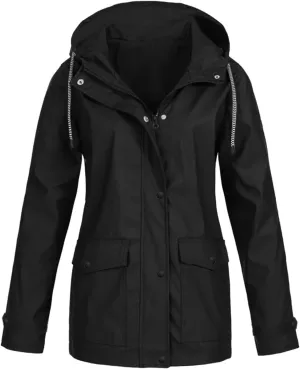 Womens Rain Jacket with Hood Waterproof Windproof Raincoats Lightweight Packable Rain Coats Outerwear with Pocket