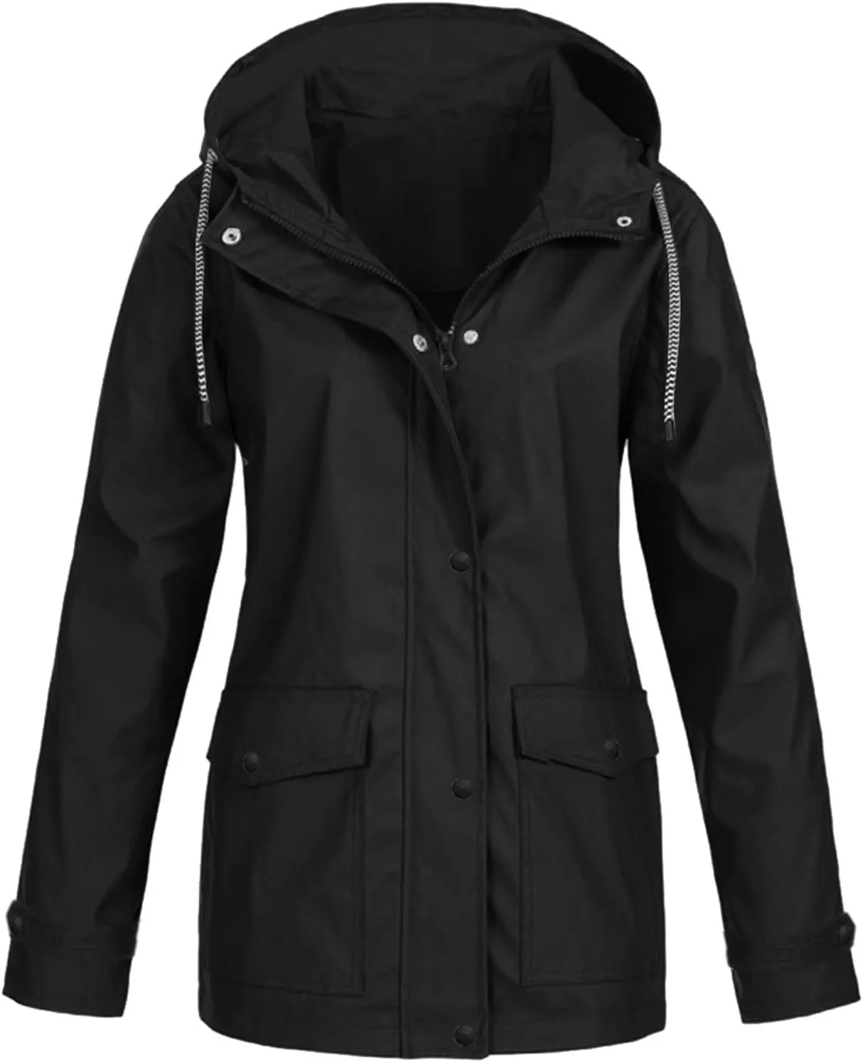 Womens Rain Jacket with Hood Waterproof Windproof Raincoats Lightweight Packable Rain Coats Outerwear with Pocket