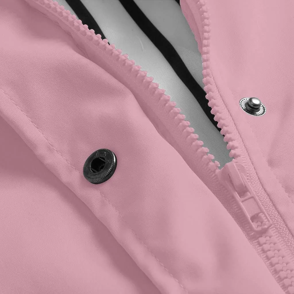 Women's Raincoats Windbreaker Rain Jacket Waterproof Lightweight Outdoor Hooded Trench Coats