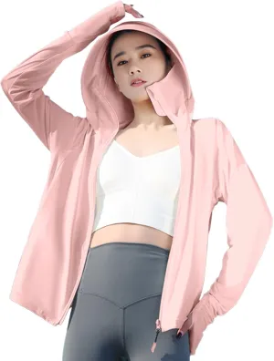 Womens SPF Uv Sun Protection Shirts Lightweight Jacket Breathable Zip Up Performance Workout Fishing T Shirts Hoodie