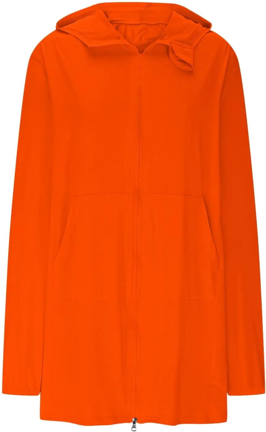 Women's Summer Shirts Full Zip UPF 50  Sun Protection Hoodie Jacket Long Sleeve Hiking Outdoor Clothes Outfits