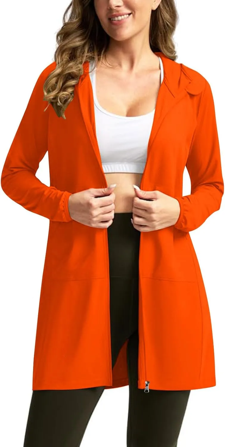 Women's Summer Shirts Full Zip UPF 50  Sun Protection Hoodie Jacket Long Sleeve Hiking Outdoor Clothes Outfits
