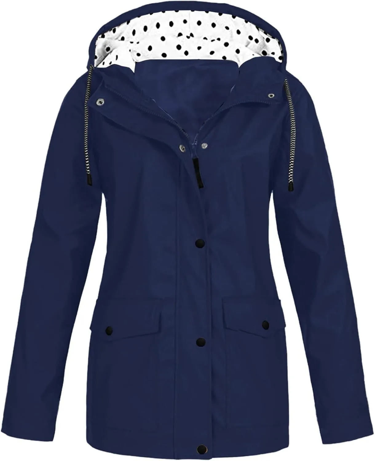 Womens Waterproof Rain Jacket Hooded Solid Women Coat Rain Raincoat Women's Coat for Hiking Travel Outdoor