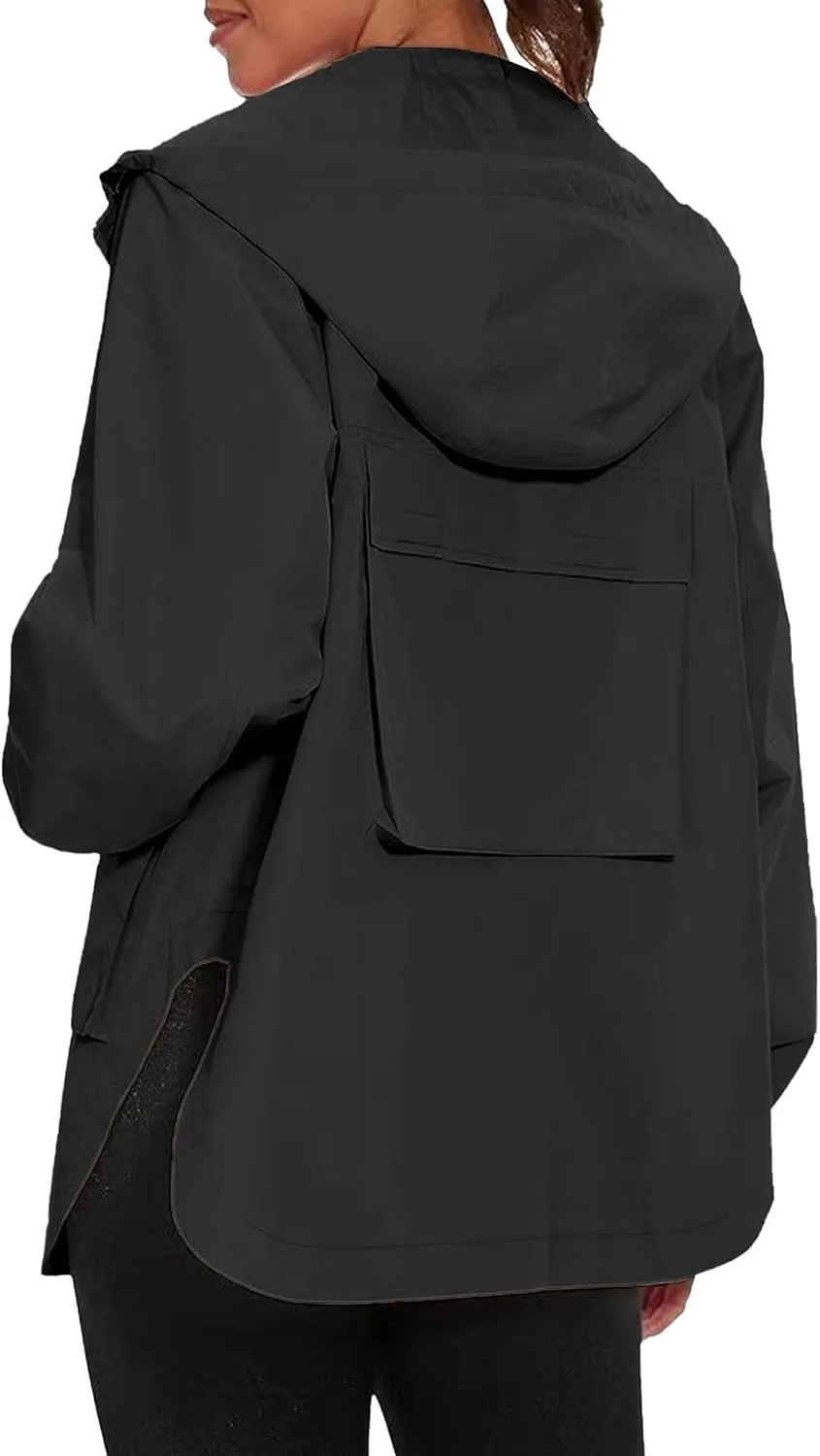 Womens Waterproof Rain Jacket Lightweight Travel Trench Windbreaker With Pockets For Outdoor