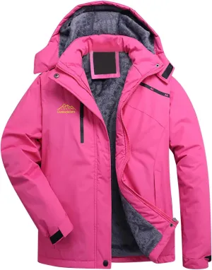 Women's Waterproof Ski Jacket Fleece Lined Parka Coat Mountain Windbreaker Warm Winter Snow Coat Outdoor Hooded Jacket