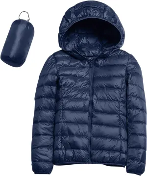 Women's Winter Zip Puffer Jacket Lightweight Packable Hooded Puffer Jacket Warm Down Coats Waterproof Ski Jackets