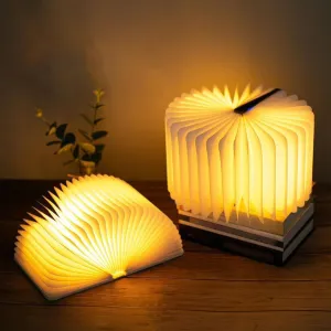 Wooden Book Light, LED Night Reading Light, Foldable Book lamp for Bedside Table, Home and Office Decoration Gift idea