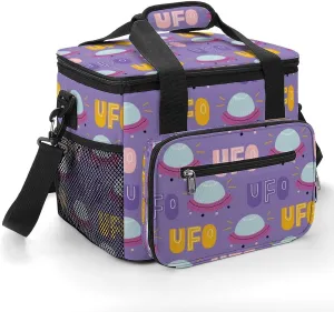 World UFO Day 22.5L Insulated Camping Coolers Bag Large Leakproof Ice Chest for Beach Travel Picnic
