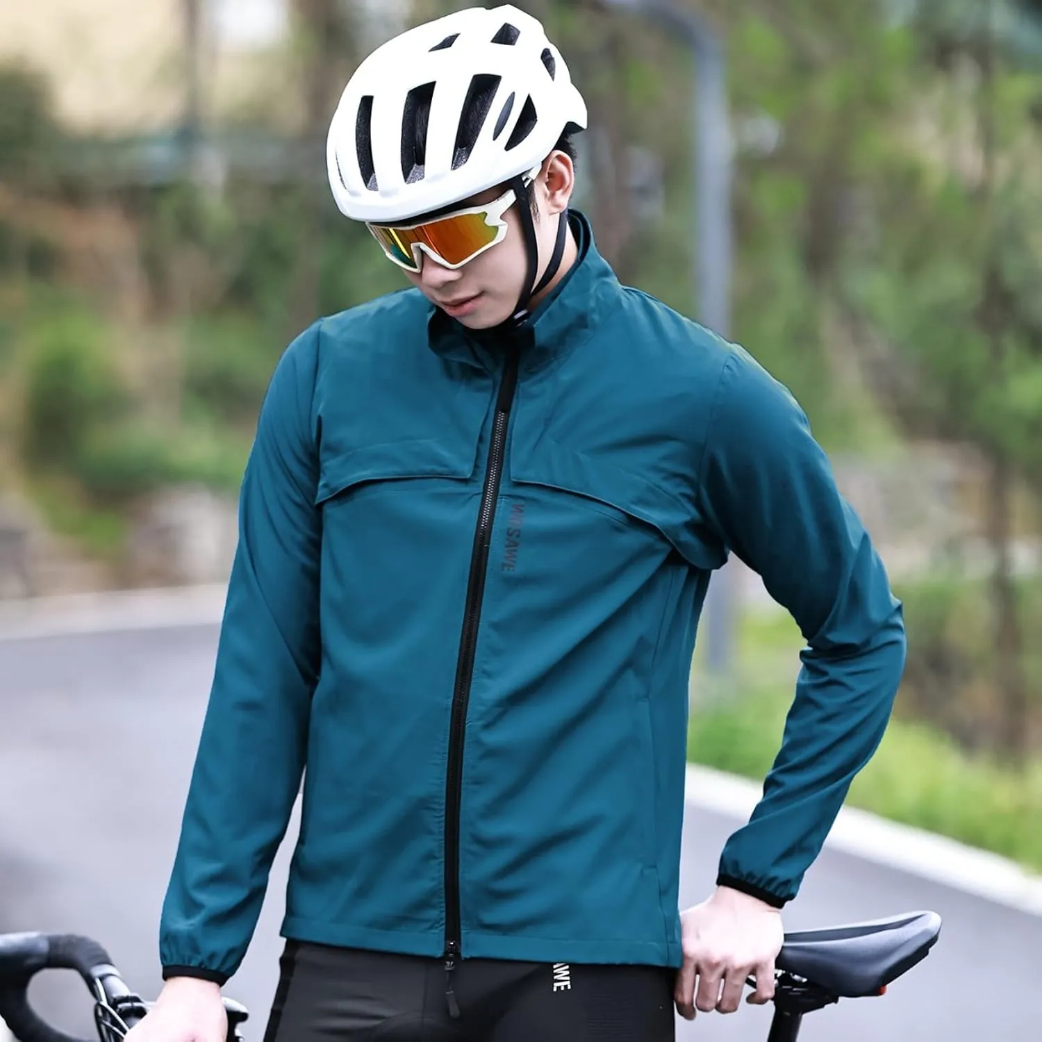 WOSAWE 2 in 1 Cycling Jacket Men Convertible Biking Vest Lightweight Reflective Windbreaker