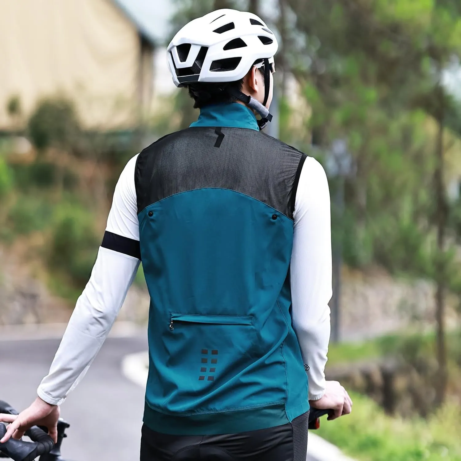 WOSAWE 2 in 1 Cycling Jacket Men Convertible Biking Vest Lightweight Reflective Windbreaker