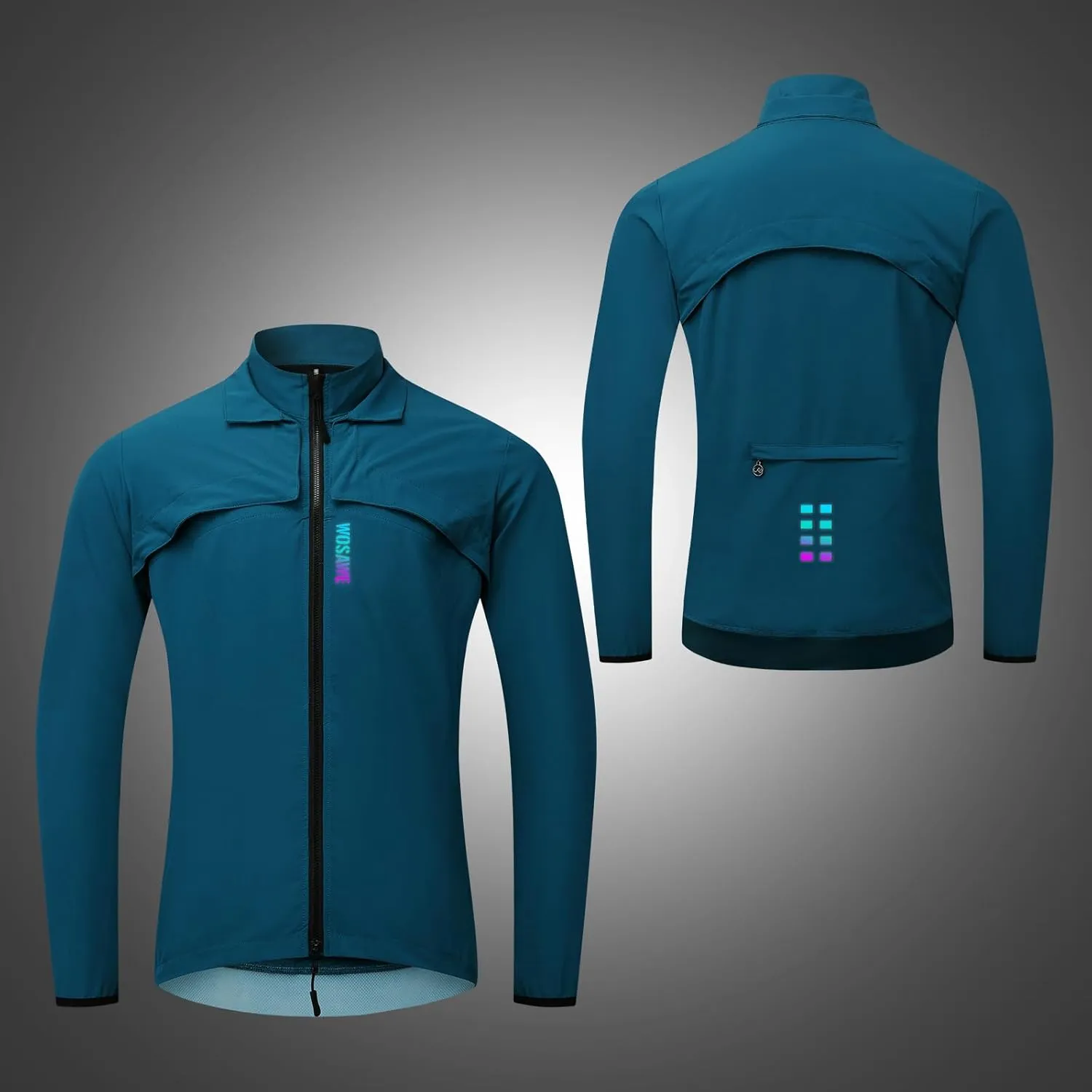 WOSAWE 2 in 1 Cycling Jacket Men Convertible Biking Vest Lightweight Reflective Windbreaker