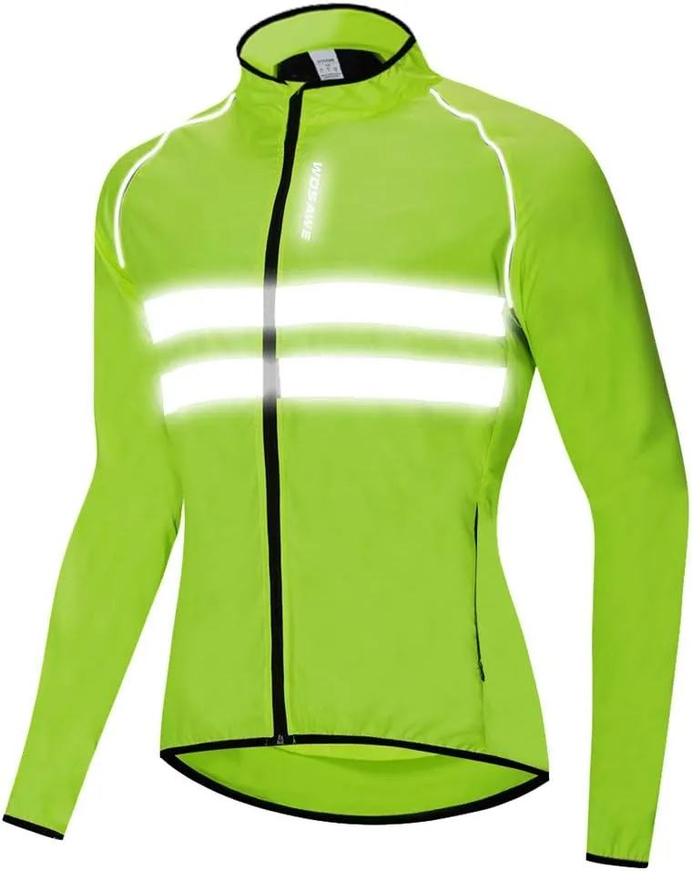 WOSAWE Packable Cycling Jacket Hooded Running Coat Lightweight Biking Windbreaker