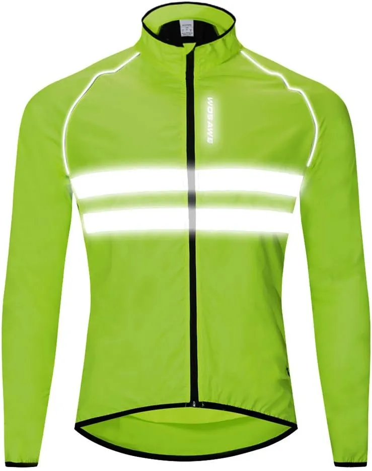 WOSAWE Packable Cycling Jacket Hooded Running Coat Lightweight Biking Windbreaker