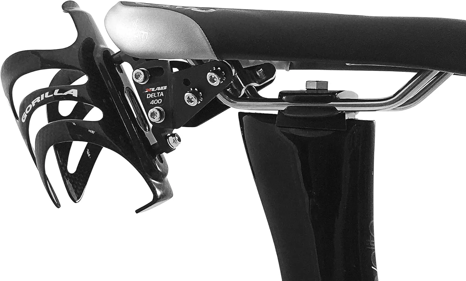 XLAB Delta 400 Single Bottle Rear Hydration System with Carbon Cage for Triathlon and Road Bikes