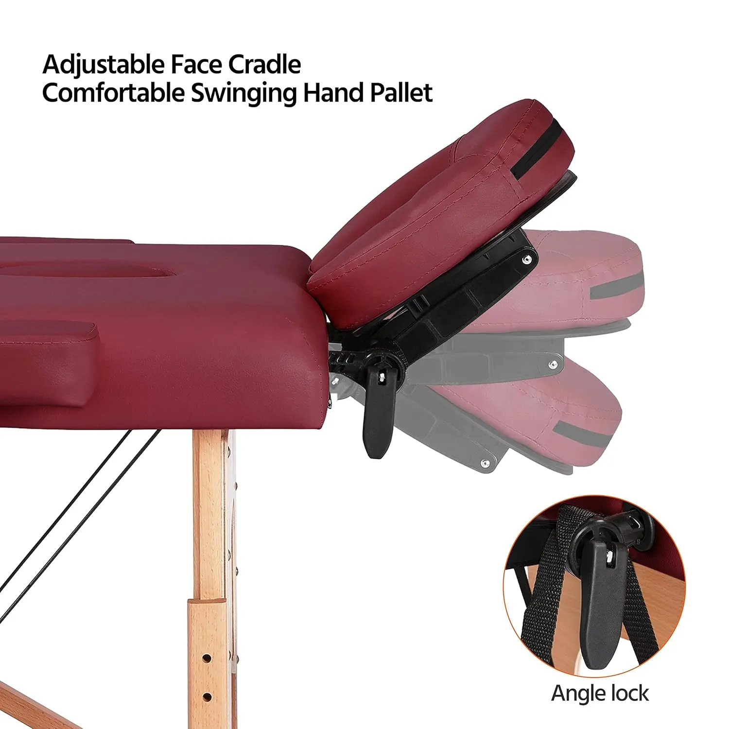 Yaheetech Massage Table Portable Lash Beds Spa Bed Massage Couch Foldable Spa Tables Adjustable 2 Fold with Non-Woven Bag 24 inch, Burgundy