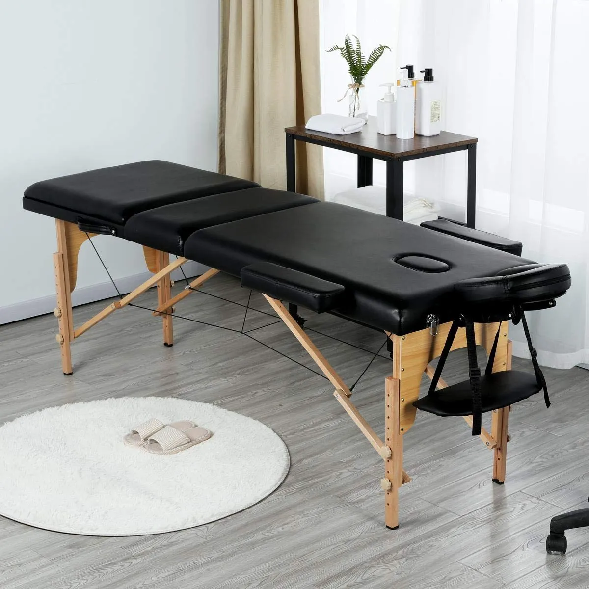 Yaheetech Massage Tables Portable Adjustable Massage Bed Foldable Spa Lash Table 3 Folding 84 Inch Salon Facial Bed with Non-Woven Bag, Black