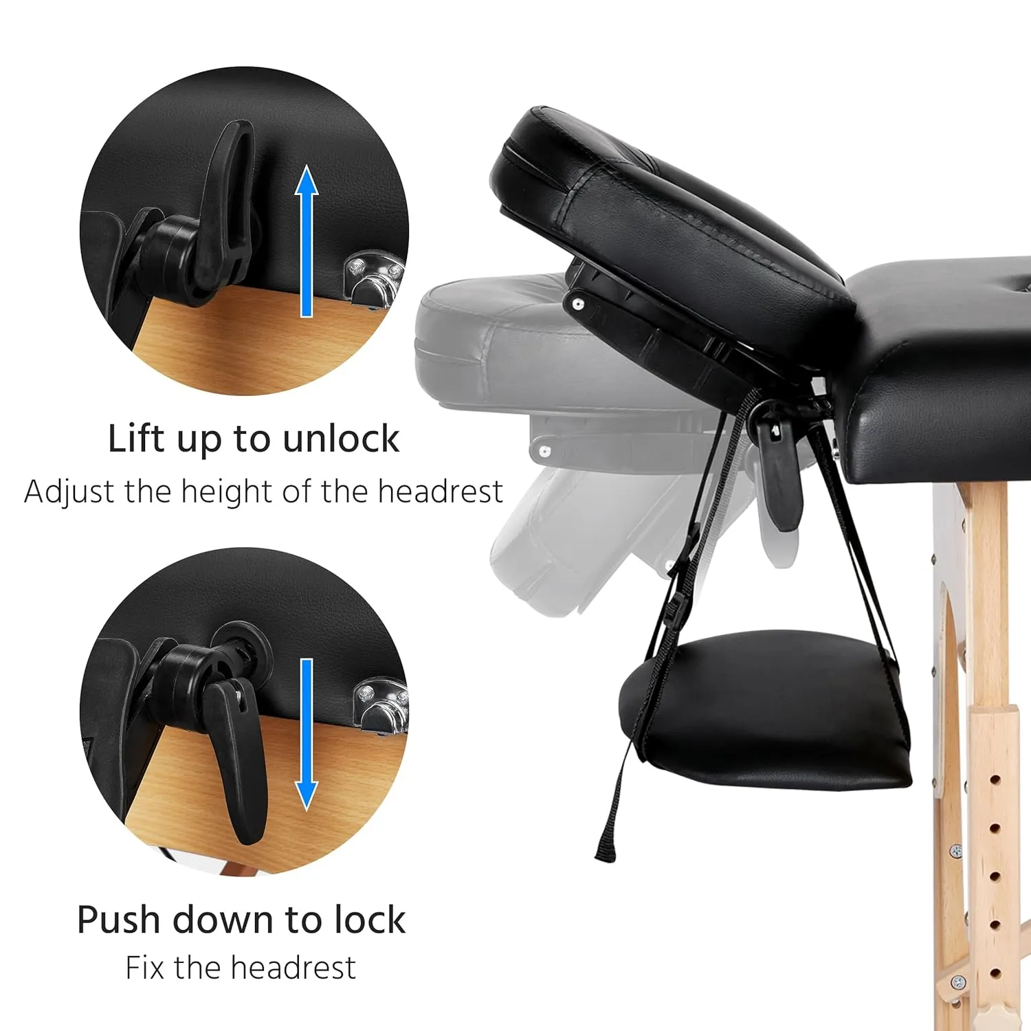 Yaheetech Massage Tables Portable Adjustable Massage Bed Foldable Spa Lash Table 3 Folding 84 Inch Salon Facial Bed with Non-Woven Bag, Black