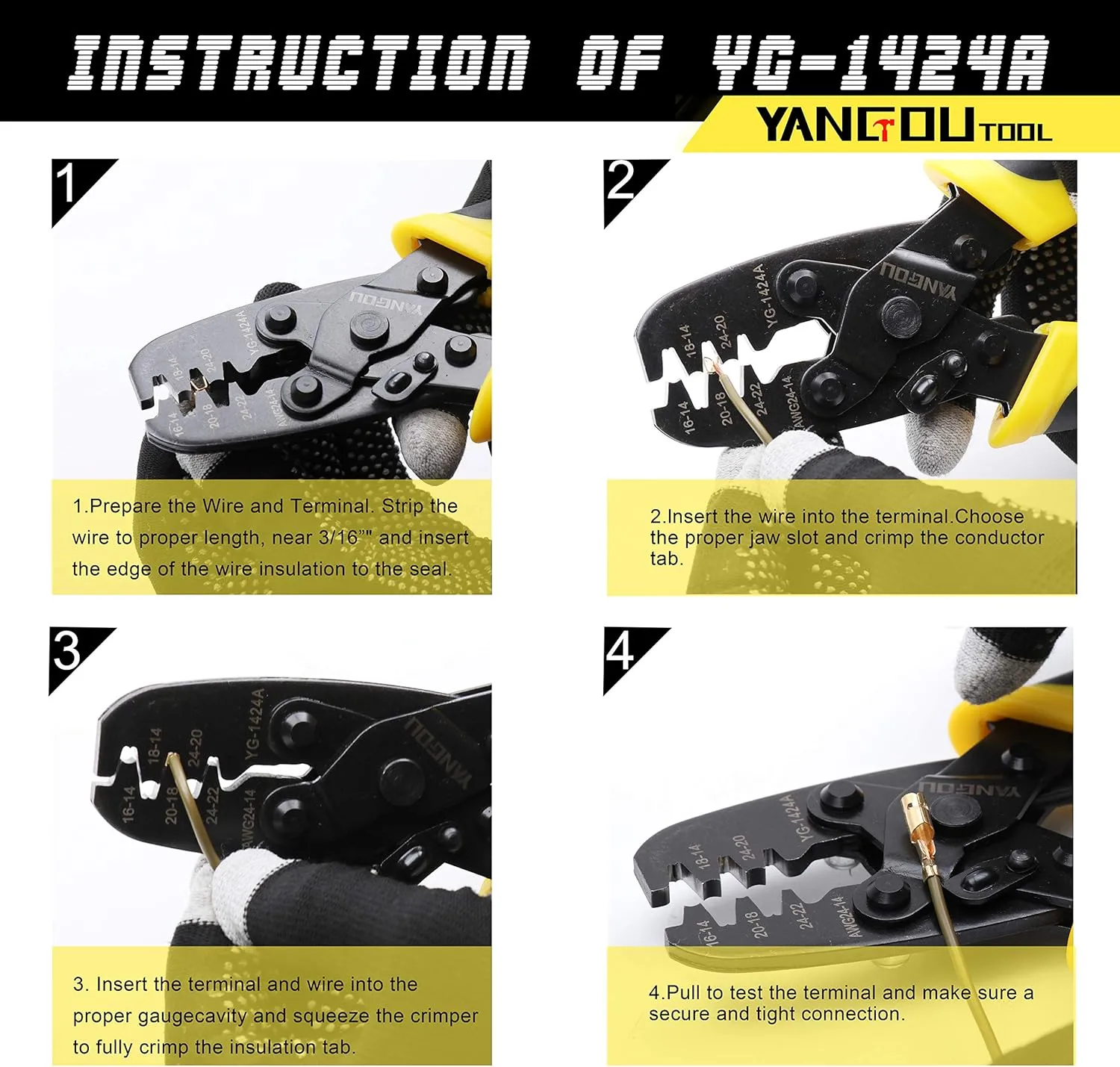 Yangoutool Molex Crimp Tool: Versatile for Molex, Delphi, AMP/Tyco, Harley, PC/Computer, Automotive Use, 24-14 AWG, Model 1424A