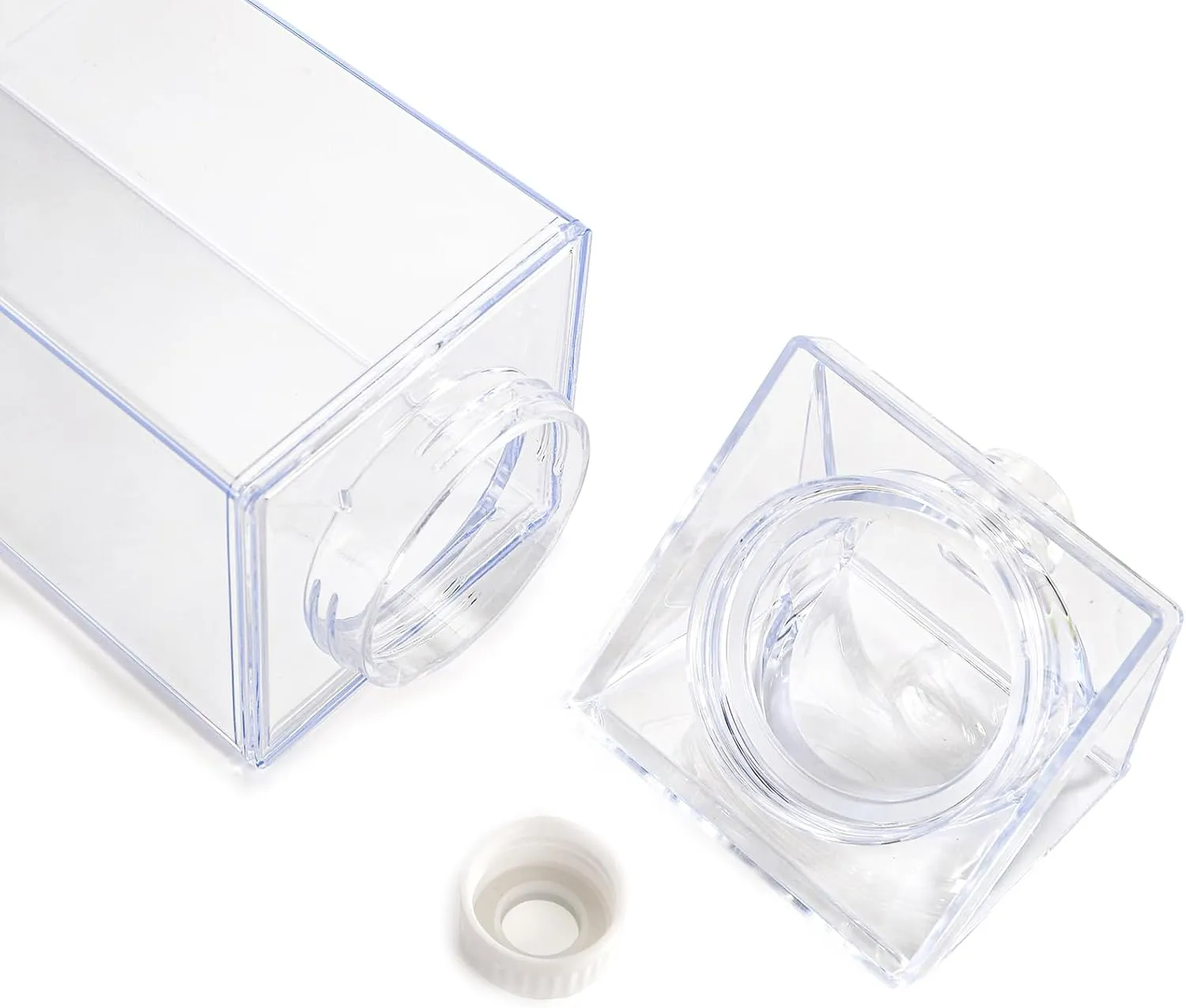 yarlung 6 Pack 25 Oz Milk Carton Water Bottle, Clear Plastic Milk Bottles Leakproof Square Water Bottles for Outdoor Sports Travel Camping