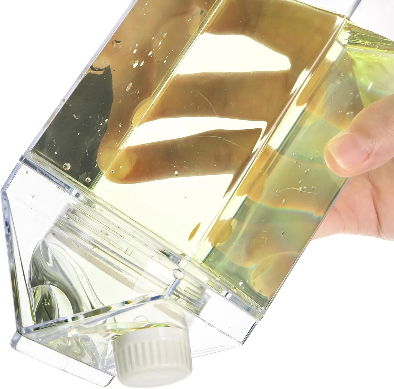 yarlung 6 Pack 25 Oz Milk Carton Water Bottle, Clear Plastic Milk Bottles Leakproof Square Water Bottles for Outdoor Sports Travel Camping