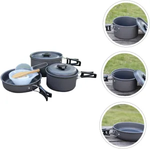 YARNOW 1set Camping Cookware for People Portable Folding Pots and Pans Lightweight Cook Equipment Bowls for Outdoor Cooking and Hiking Adventures
