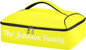 Yellow Custom Casserole Carrier Bag for Hot&Cold Food Personalized Insulated Food Dish Bag Tote for Cookouts Camping