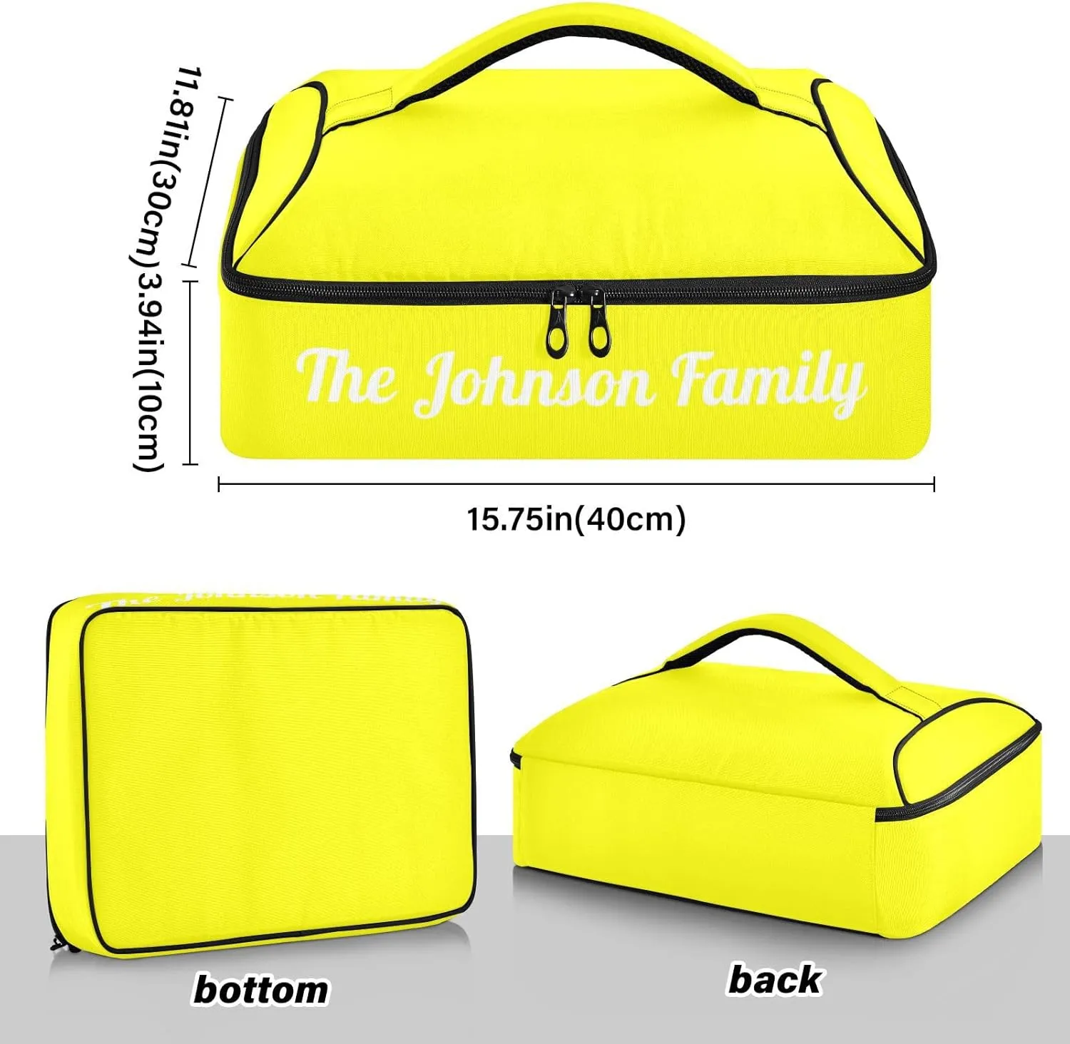 Yellow Custom Casserole Carrier Bag for Hot&Cold Food Personalized Insulated Food Dish Bag Tote for Cookouts Camping