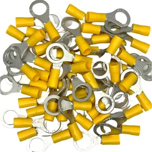 Yellow Pre Insulated Crimp Ring Terminals 10mm 50pcs