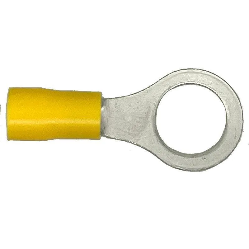Yellow Pre Insulated Crimp Ring Terminals 10mm 50pcs