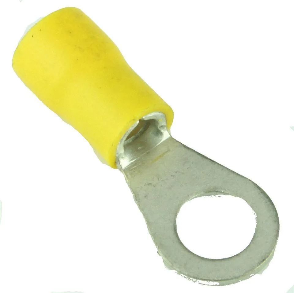 Yellow Pre Insulated Crimp Ring Terminals 6mm 50pcs