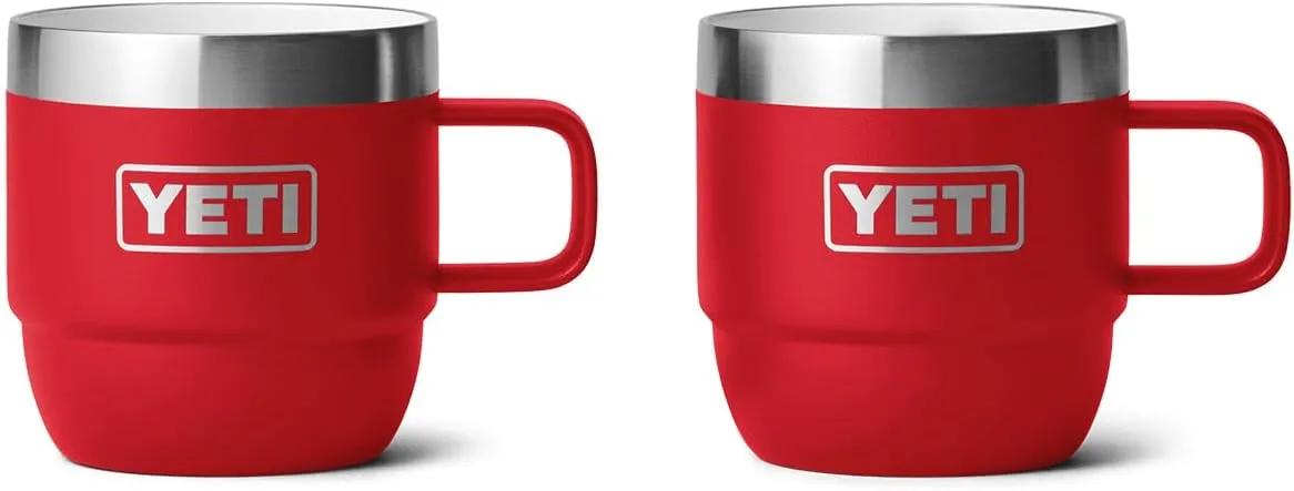 YETI Rambler 6 oz Stackable Mug, Stainless Steel, Vacuum Insulated Espresso/Coffee Mug, 2 Pack