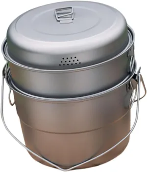 Yiju Camping Hanging Pot Outdoor Cookware 5.5 L Capacity Cooking Pot Camping Pot Titanium Stew Pot for Backpacking Travel Barbecue