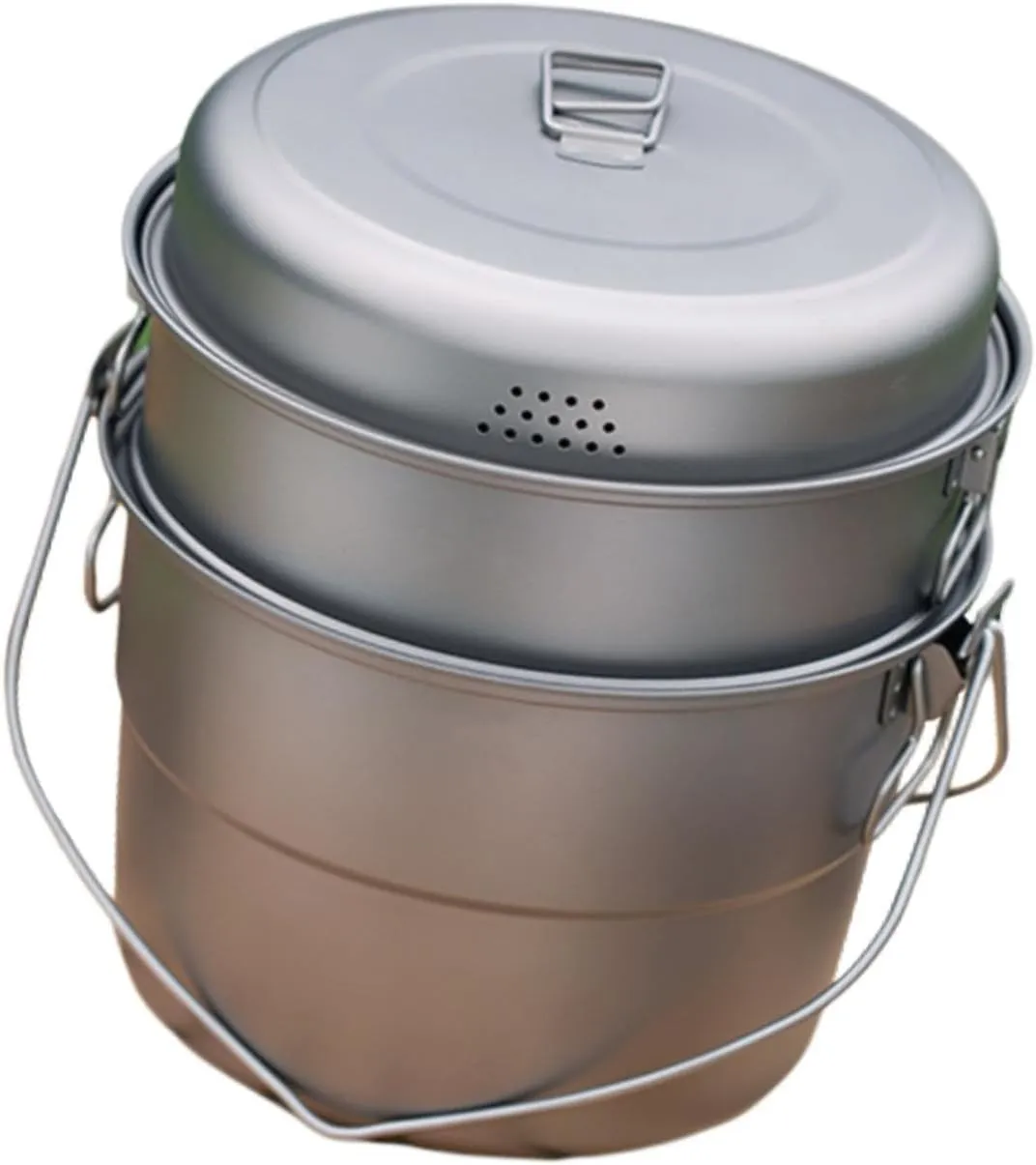 Yiju Camping Hanging Pot Outdoor Cookware 5.5 L Capacity Cooking Pot Camping Pot Titanium Stew Pot for Backpacking Travel Barbecue