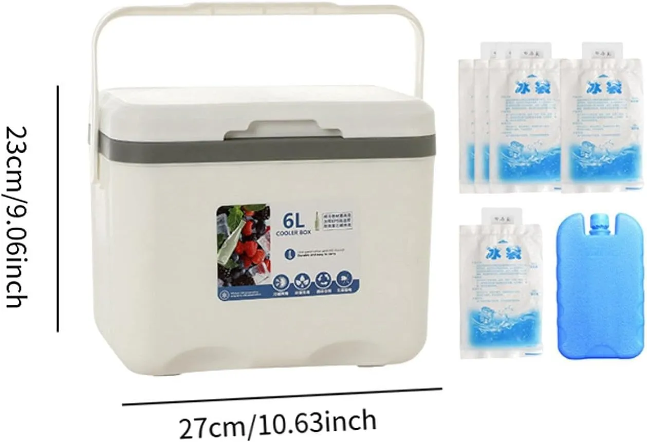 YIJU Ice Chest Box, Insulated Cooler, with Handle Cold Storage Case with Ice Pack for Barbecue Sport Drink Yard Beach Breast Milk