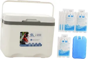 YIJU Ice Chest Box, Insulated Cooler, with Handle Cold Storage Case with Ice Pack for Barbecue Sport Drink Yard Beach Breast Milk