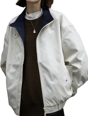 Yimoon Men's Lightweight Windbreaker Jacket Casual Zip Up Outdoor Varsity Jacket Patchwork Vintage Y2K Outerwear