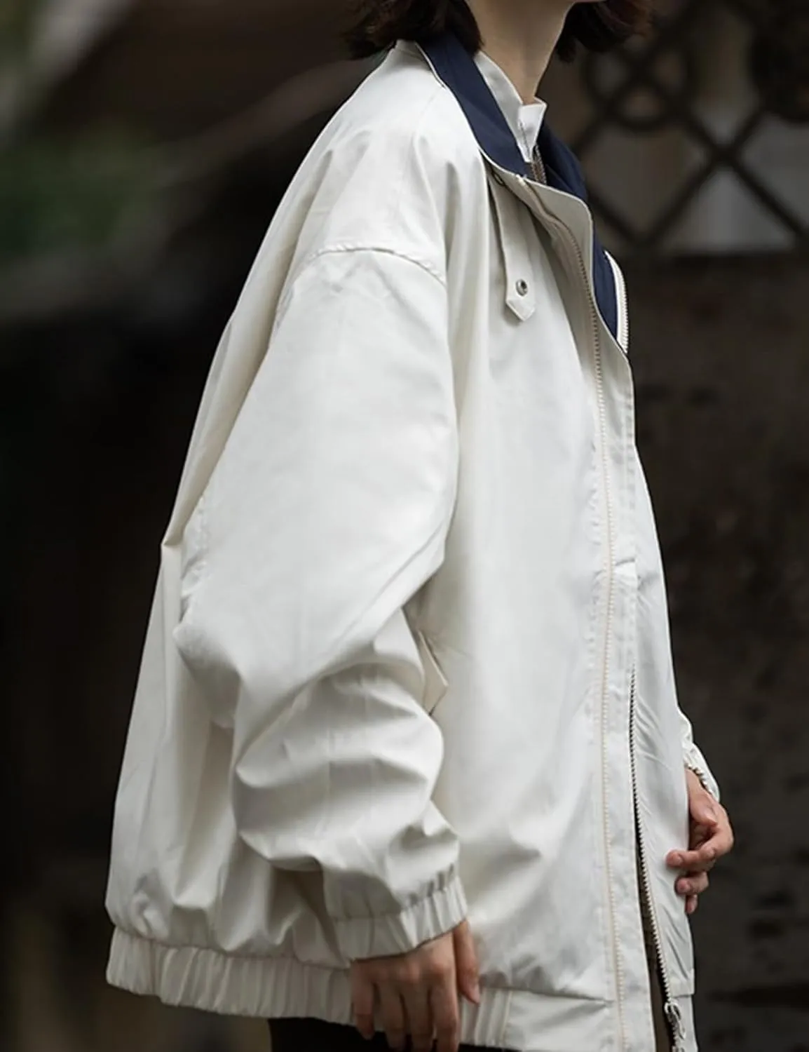 Yimoon Men's Lightweight Windbreaker Jacket Casual Zip Up Outdoor Varsity Jacket Patchwork Vintage Y2K Outerwear