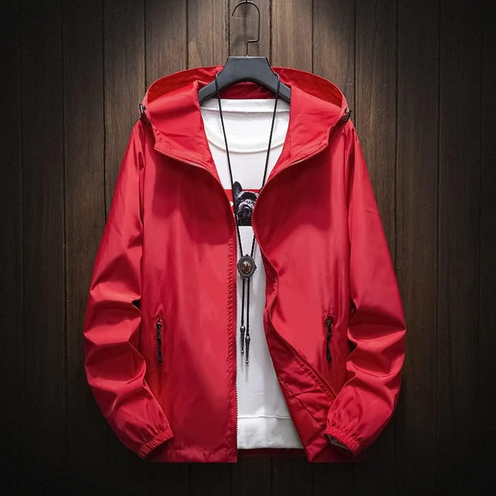 Ymosrh Men's Lightweight Rain Jacket Waterproof Windbreaker Jacket Hooded Raincoat Jacket, M-7XL