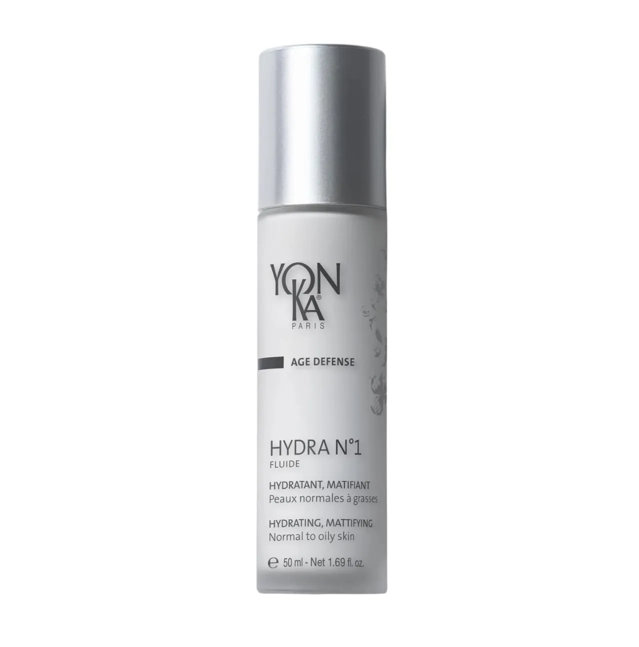 Yon-Ka Hydra No.1 Fluide (50ml) Age Defense Skin Care, Lightweight Mattifying Moisturizer with Hyaluronic Acid and Silica, Normal and Oily Skin, Paraben-Free