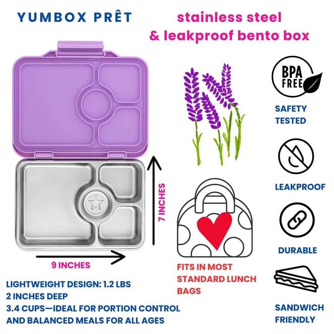 Yumbox Presto - Stainless Steel Leakproof Bento Box - Lavande Purple