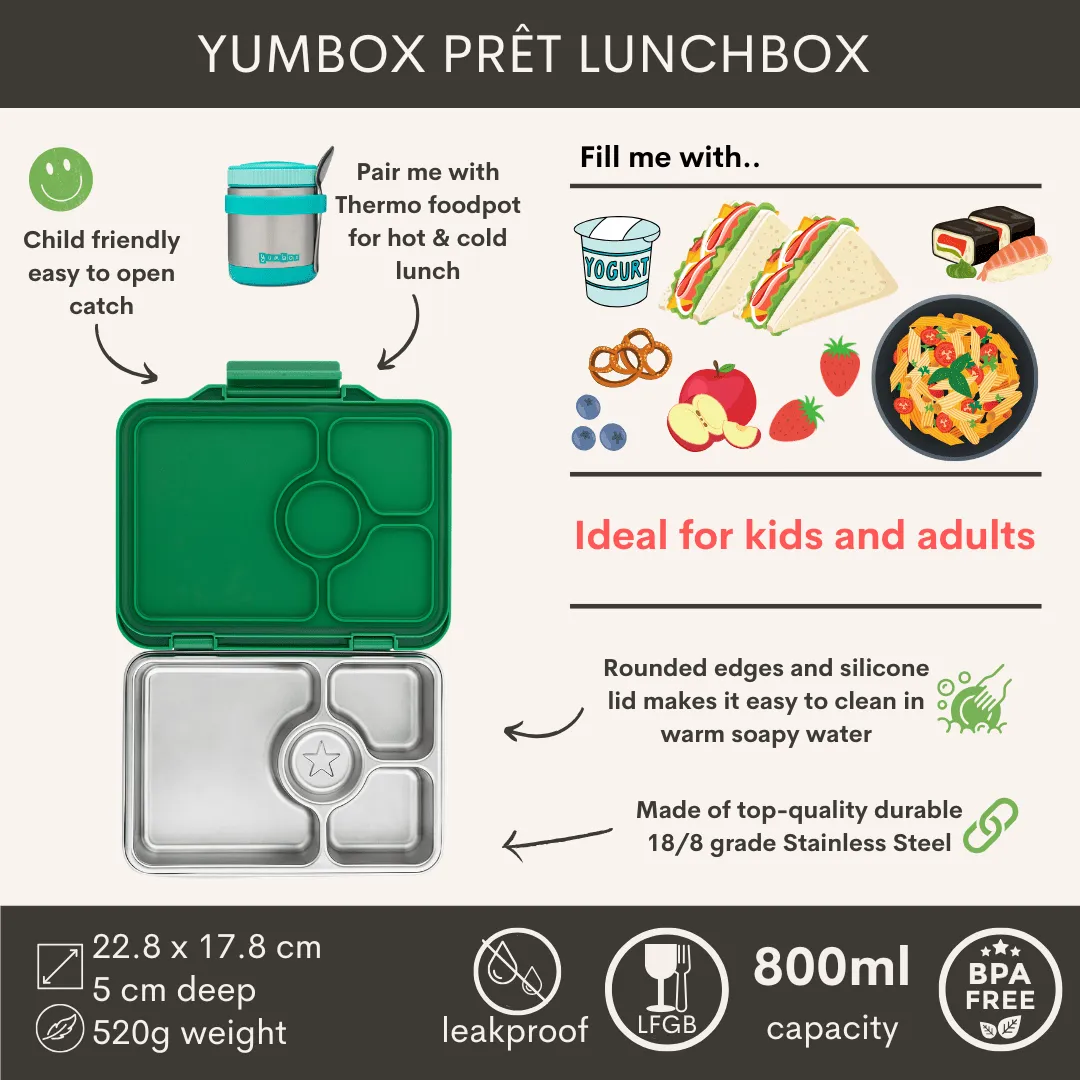 Yumbox Presto - Stainless Steel Leakproof Bento Box - Pomme Green