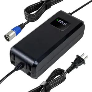 YZPOWER 52V Lithium Battery Charger 58.8V 4A Power Charger Adapter Smart Rapid Charger with Display for 14S 50.4V 51.8V 52V Li-ion Battery Pack (4A(3 PIN XL) R)
