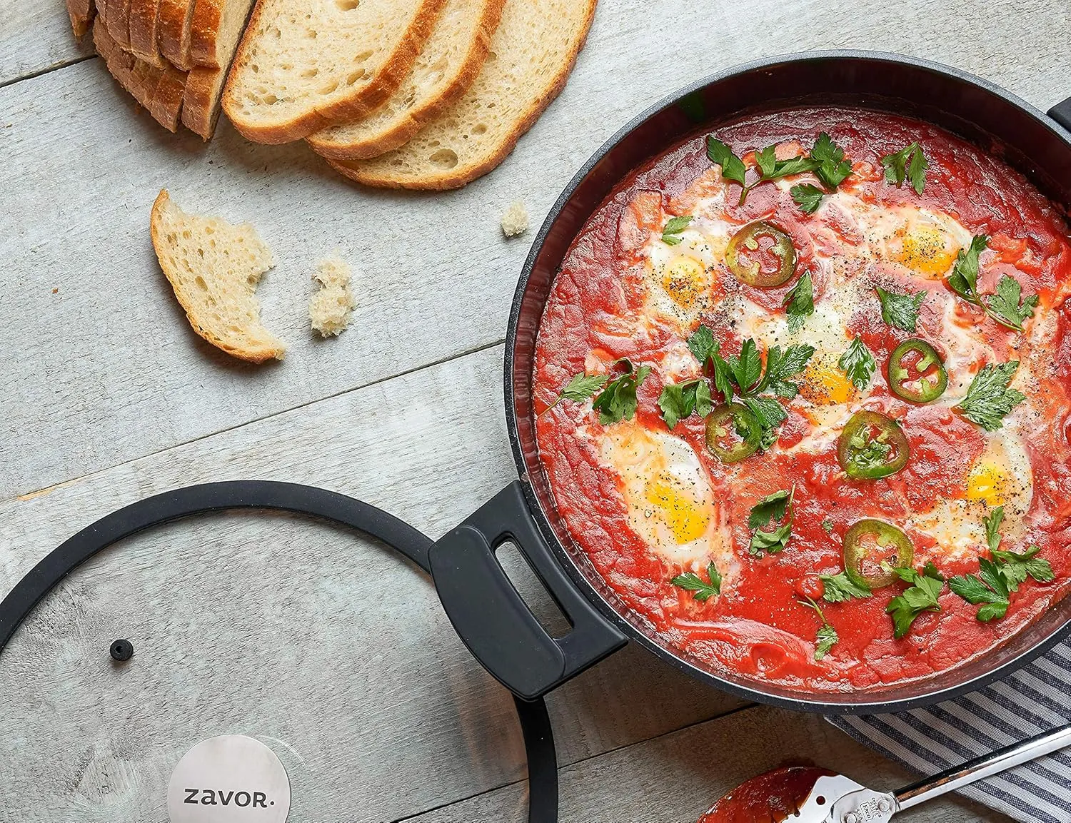 ZAVOR Noir 6 Qt Sauté Pan - Premium Cast Aluminum with Titanium-based Nonstick Ceramic Coating & Removable Handles - Ultra Lightweight - Oven & Induction Ready | Noir Collection (ZCWNR37)