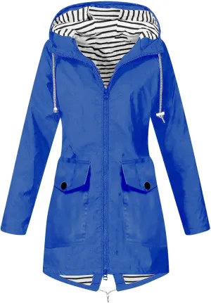 ZEFOTIM Raincoat for Women with Hood Waterproof Light Weight Casual Raincoat with Pockets Zip Up Hiking Jackets Clothes