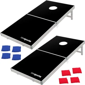 ZENY Portable Cornhole Set Regulation Size 4 ft x 2 ft, Foldable Aluminum Cornhole Boards with 8 Bean Bags & Carrying Bag, Indoor Outdoor Backyard Toss Games for Adults and Family
