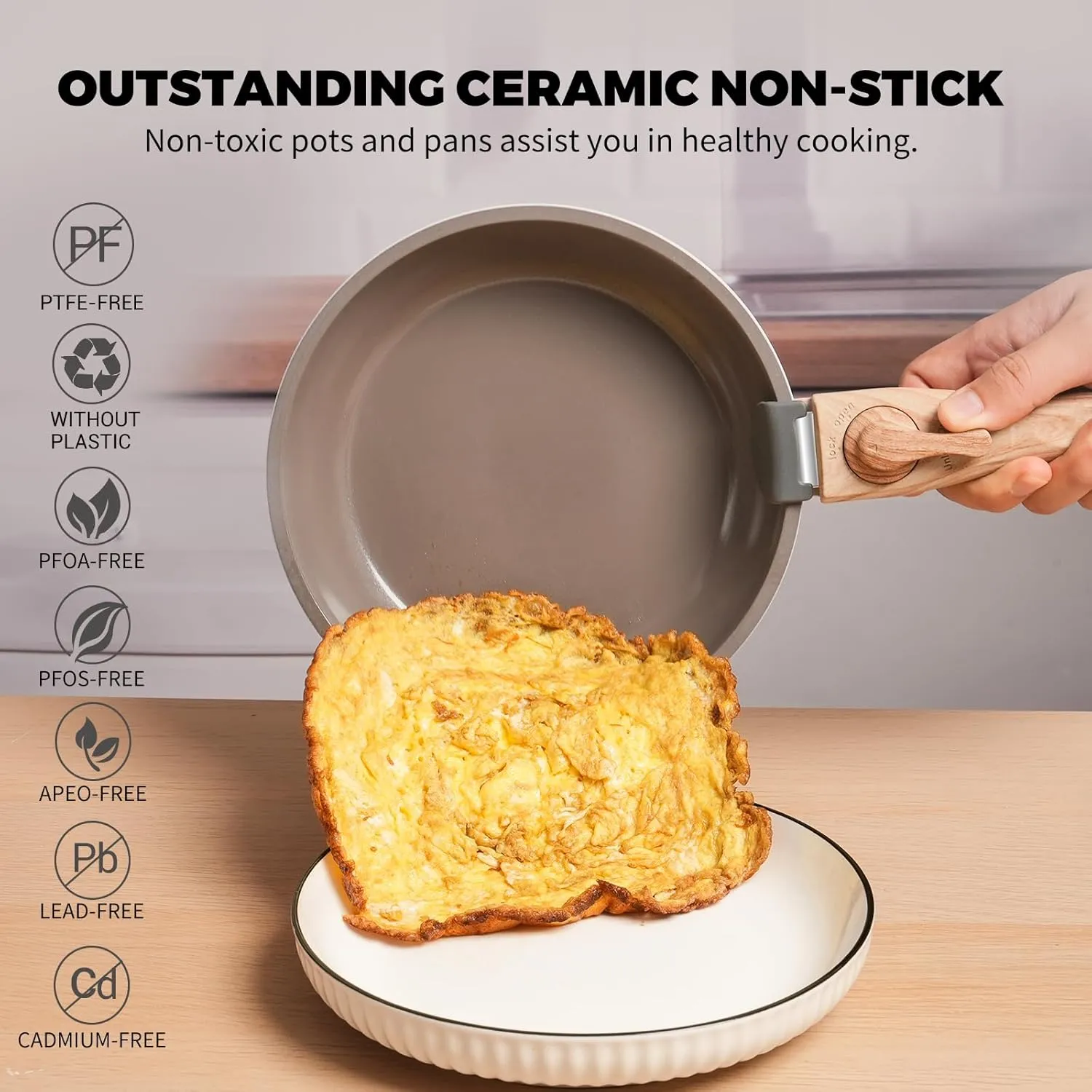 ZHANG XIAO QUAN SINCE 1628 Pots and Pans Set Non Stick, White Pots and Pans Set, 6PCS Aluminium Oven Safe Cookware Set, PTFE/PFAS/PFOA Free Cookware, Non Stick Pots and Pan Set Detachable Handle